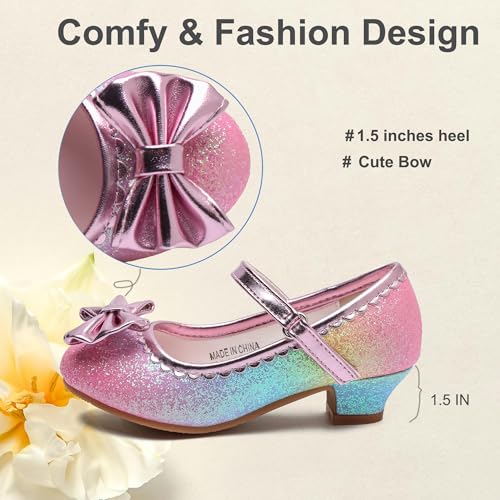 Youdesney Girls Dress Shoes, Mary Jane Sparkly Flower Girls Pumps, Cute Princess Low Heels for School, Wedding, Party (Toddler/Little Kids/Big Kids)4