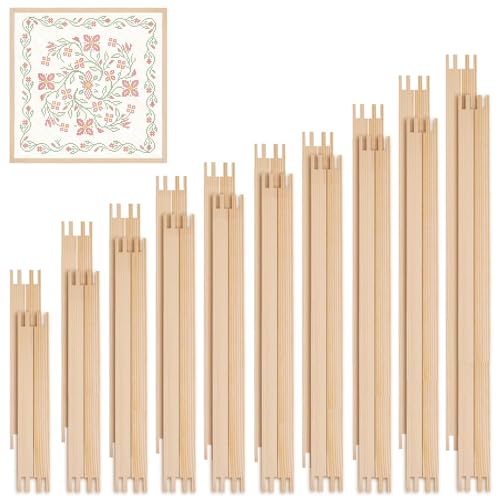Image of WodGod 20 Sets Needlepoint Stretcher Bars Set for Needlework, 10 Sizes Wooden Canvas Splicing Stretcher Bars for Needlework Embroidery Needlepoint Framing Kits & Crafts