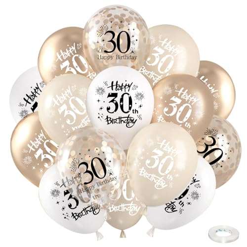 30th Birthday Balloons Decorations for Her White Gold 30th Theme Party Decor Champagne Gold and Confetti Latex Balloon Happy 30th Birthday Party for Men Women Birthday Party Decoration Supplies