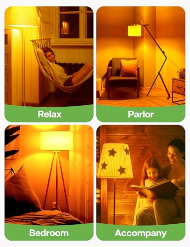 Image of Amber Light Bulbs for Sleep 4 Pack: 1800K, 9W 60W Equivalent, E26