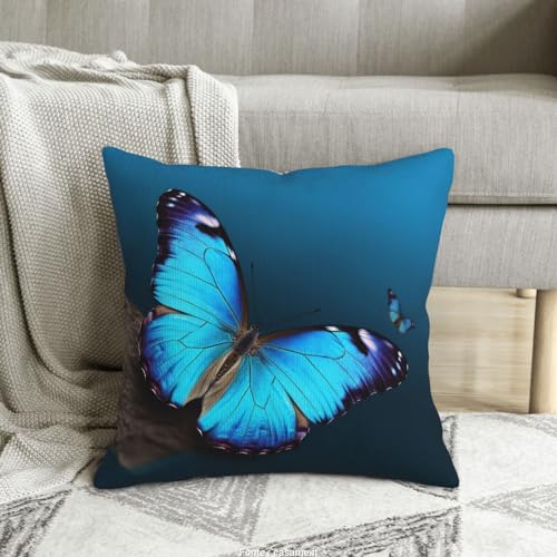 Housses de coussin papillon bleu décoratives double face 50x50 - 2