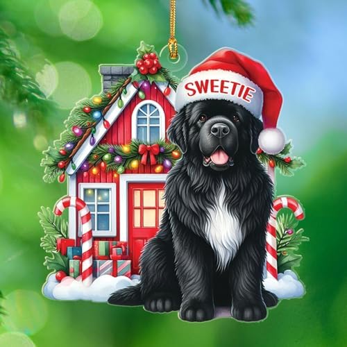 Décoration de Noël en acrylique personnalisable en forme de chien...