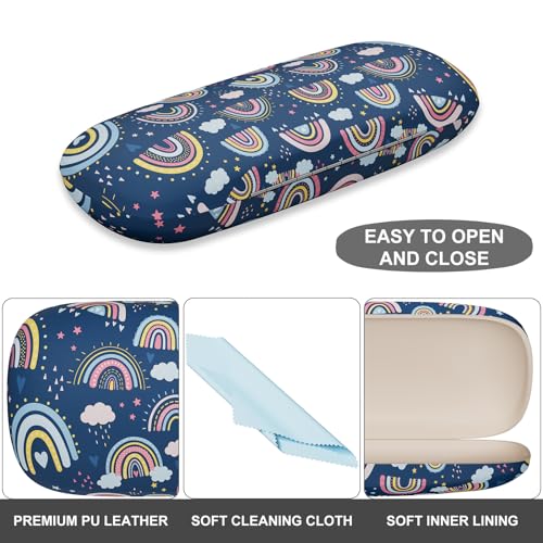 Image of Eyeglasses Case, Portable Hard Shell Protective Case for Glasses, Eyeglass Holder Box for Women with Cleaning Cloth