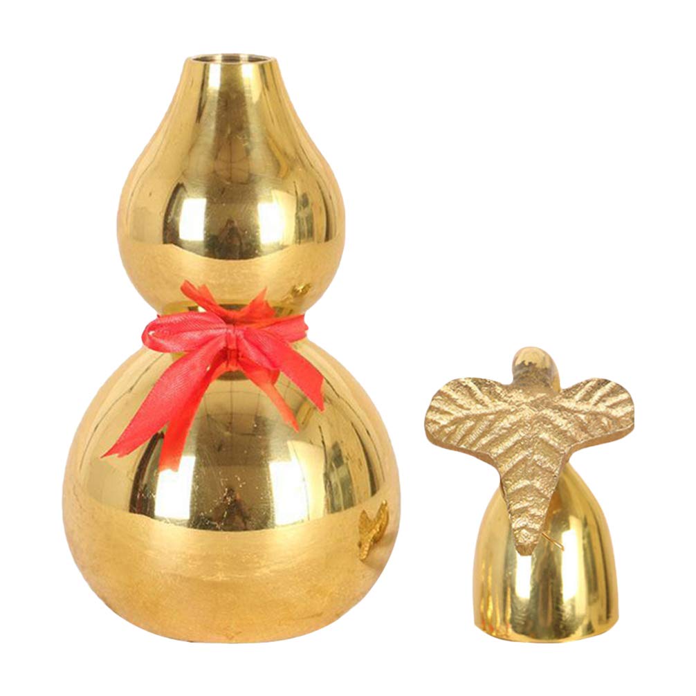 Amosfun Chinese Good Luck Wu Lou Statue Brass Hu Lu Gourd Cucurbit Calabash Collectible Figurine Feng Shui Ornament Table Centerpiece Decoration Gift 8x2. 3cm