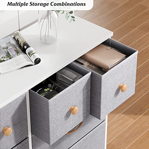 Nicehill Dresser for Bedroom with 10 Drawers, Storage Drawer Organizer, Tall Chest of Drawers for Closet, Clothes, Kids, Baby, Living Room, Wood Board, Fabric Drawers (Light Grey) - Image 7