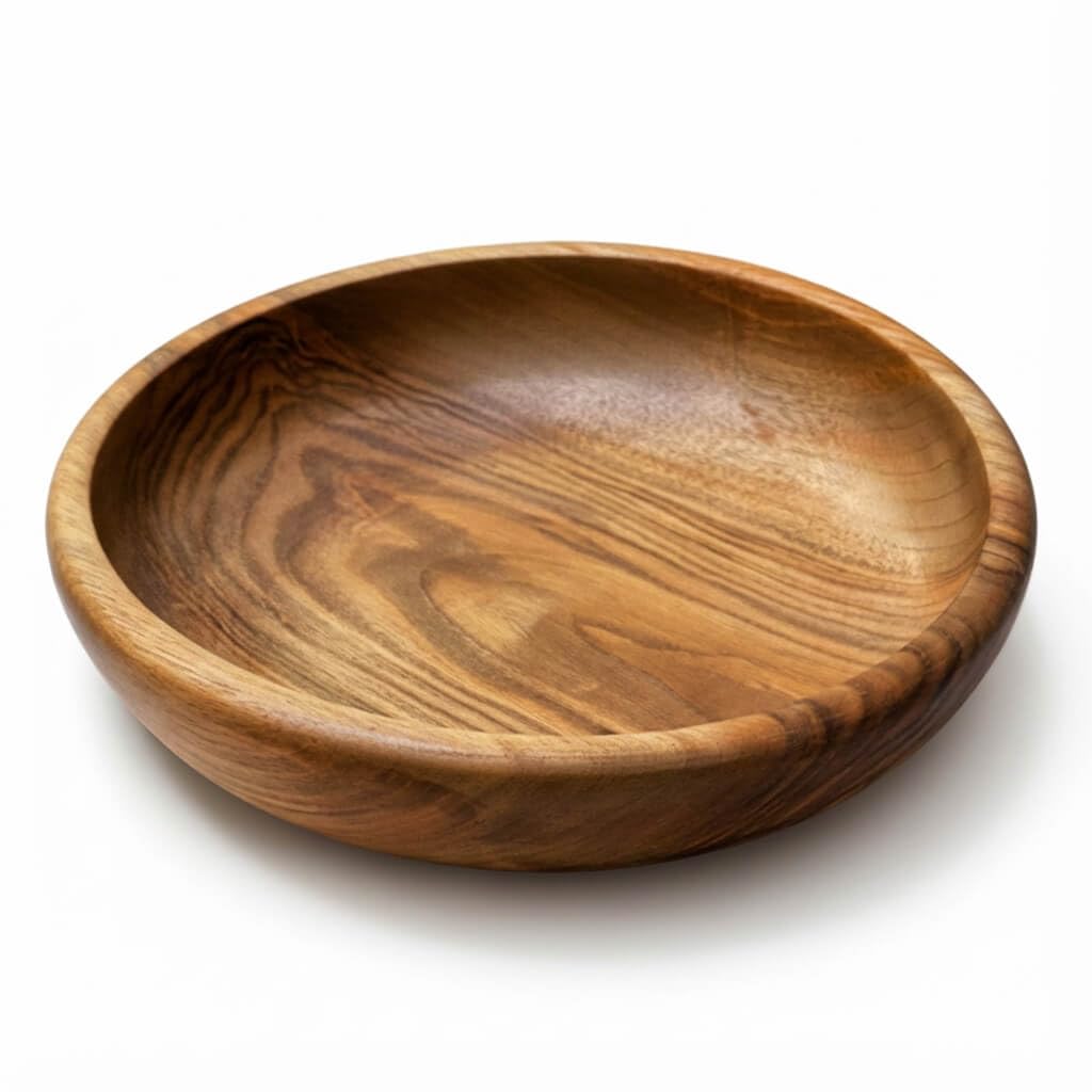 NATUREHOME Holzschale Nussbaum - Handgefertigte Servierschale aus Massivholz, 30 cm Durchmesser, als Obstschale oder Salatschale, Nachhaltig & Plastikfrei