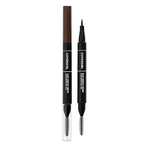 COVERGIRL - Easy Breezy Brow 24HR Brow Ink Pen, doble aplicador, punta de fieltro ultraprecisa, peine de carrete, resistente al agua, ligero, 100%