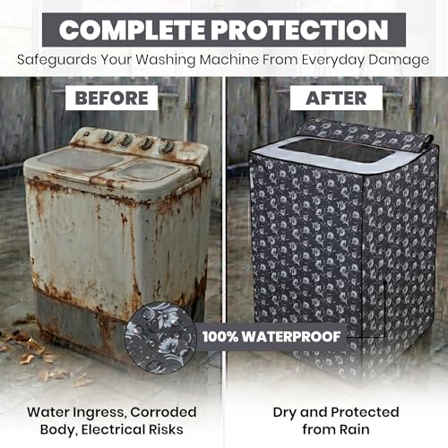 Image of DREAM CARE Waterproof & Dustproof Washing Machine Cover Top Load & Semi Automatic Suitable for 7 kg, 7.2 kg, 7.5 kg (83 x 95 x 51 cms)
