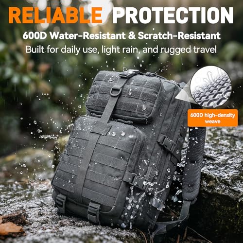 Military Tactical Backpack for Men, Tactical Laptop Backpack with Molle Waterproof, Army 3 Days Assault Pack & Bug Out Bag for Hiking (09-Gray) - Image 7