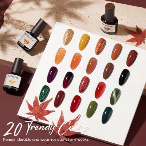 Image of modelones Gel Nail Polish Set Jelly Glitter 20 Colors Primer Top Base Coat