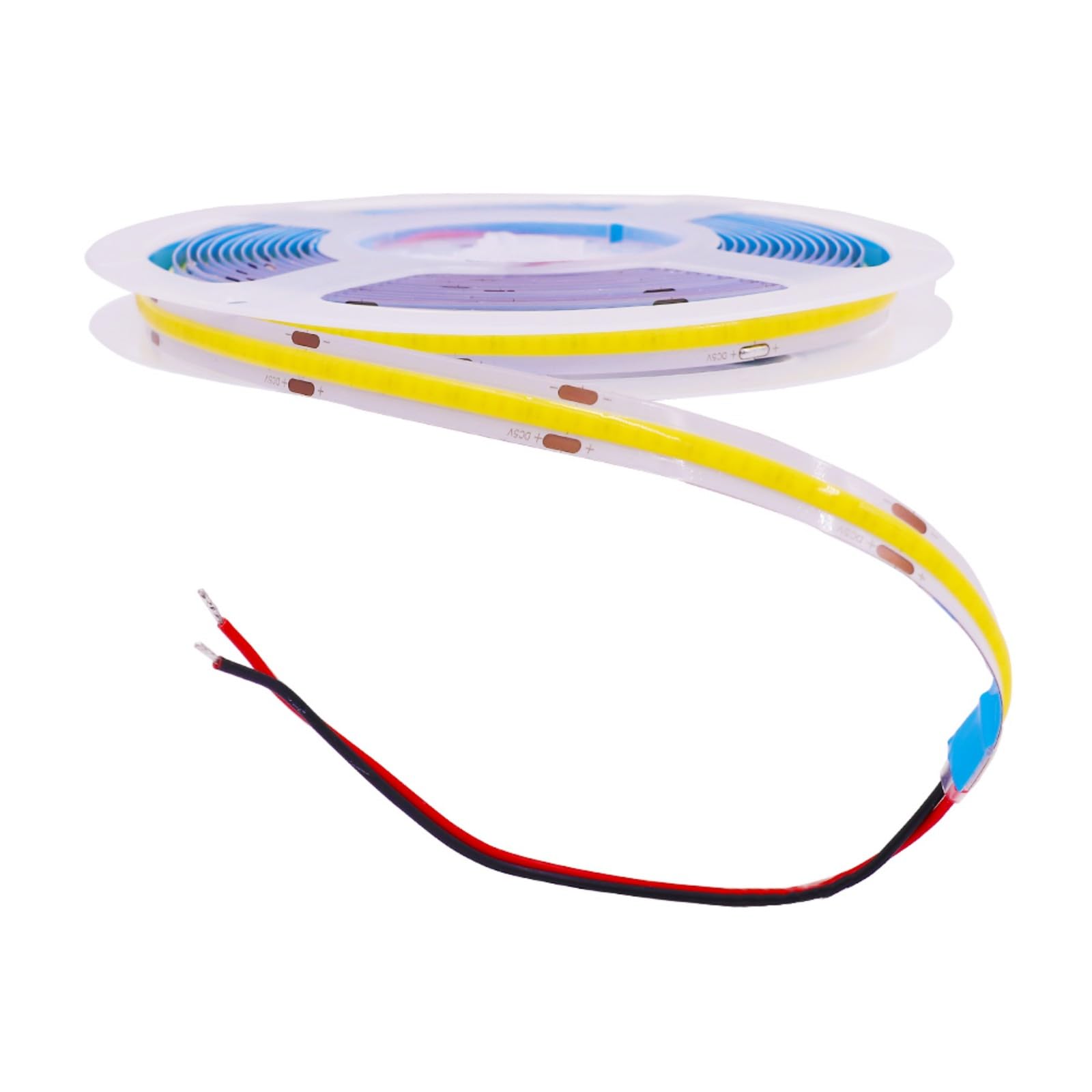 GQL Bare Wires 5V COB LED Strip with Self-Adhesive Tape, 320 LEDs/m Flexible Light Ribbon for Cabinet, Shelf, Home Kitchen Lighting DIY Commercial Decor