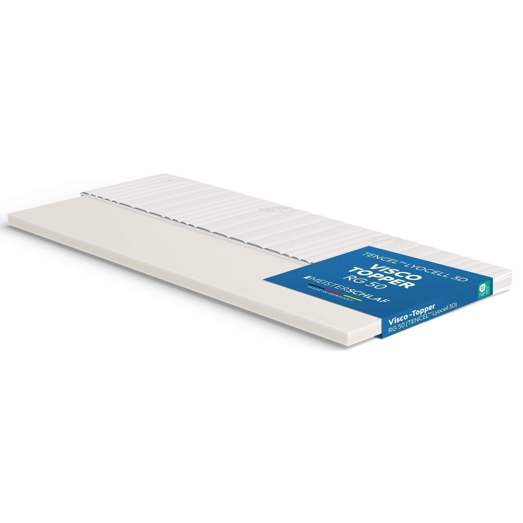 Visco Topper 90 x 190 cm (BxL) - Tencel 3D - Suave - Altura 7 cm - OEKOTEX - RG 50 kg/m³ - Fabricado en Alemania