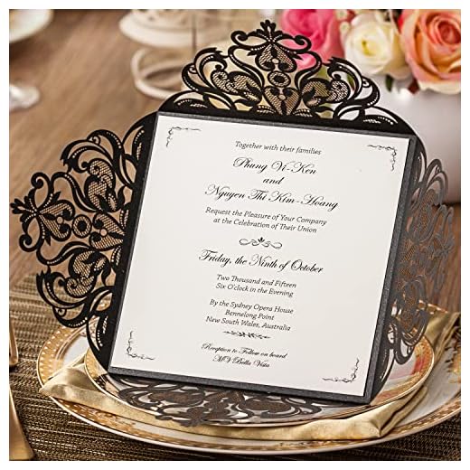25+ Dark Romantic Wedding Inspirations You’ll Adore 6 Hosmsua 6.3 x 6.3 Inch 50PCS Black Laser Cut Hollow Lace Rose Invitation Cards with Envelopes Wedding Invitations for Engagement Wedding Invite (Black, 50PCS Blank)