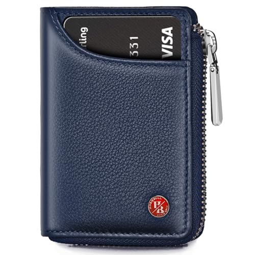 Image of HORNBULL Steve RFID Blocking Leather Wallet for Men | Vertical Credit Debit Card Holder (Navy1)