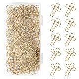 100 PCS Gold Heart Cross Paper Clips, Christian Bible Paper Clips Clamps, Bible Study Supplies for Office School Home Use