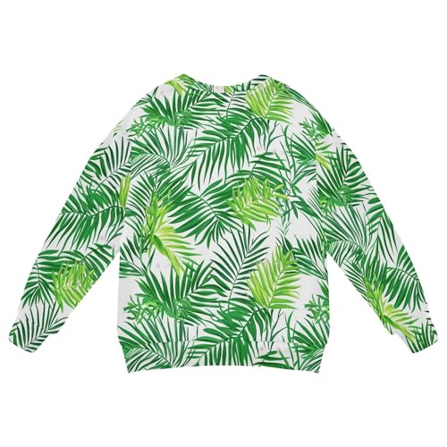JUNZAN Green Palm Leaf Little Girls Hoodie Sweatshirt Crewneck Hoodies for Girls Camping 4T2