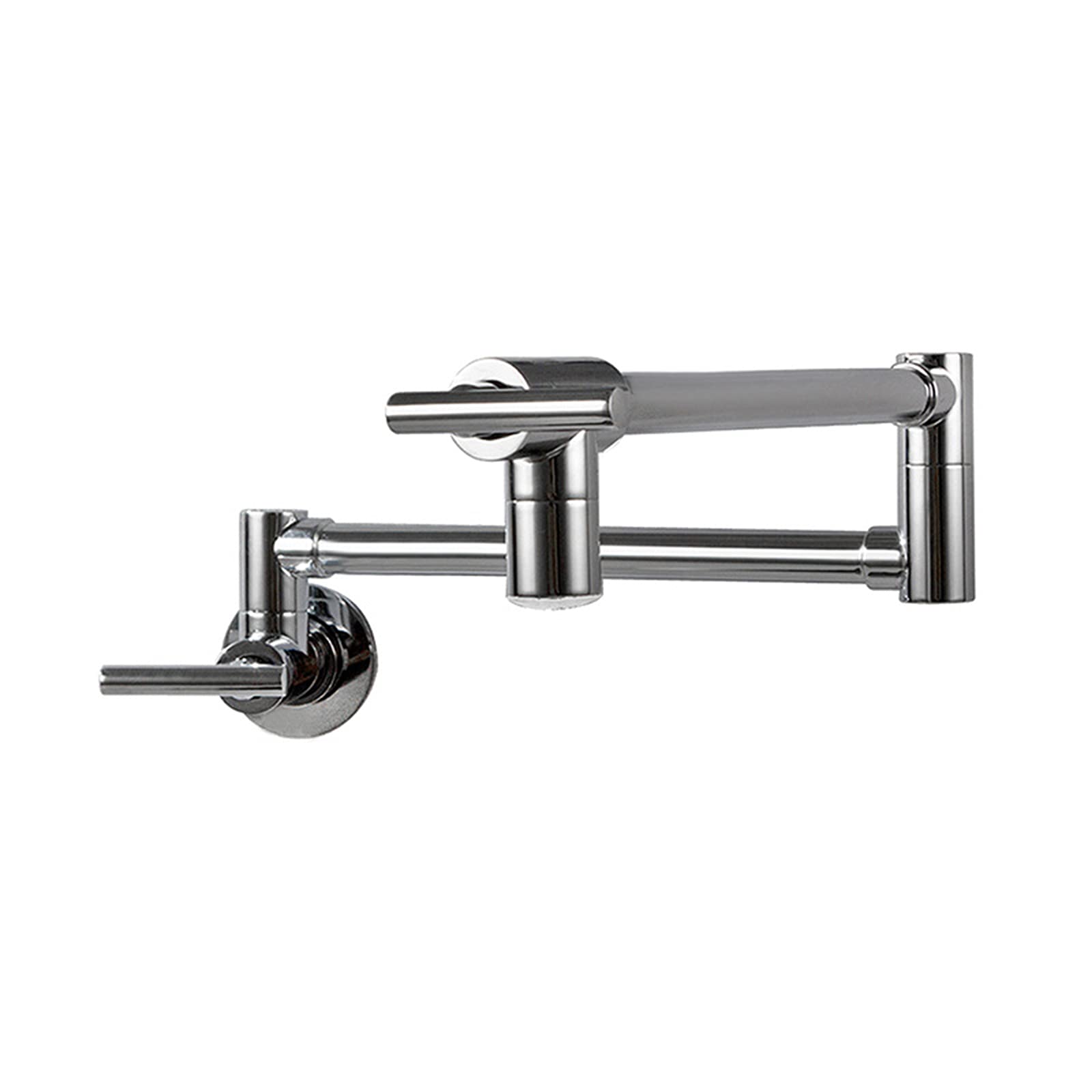 ASerZenith Pot Filler Faucet Brass Led Kitchen Faucet Single Cold Water Commercial Kitchen Sink Tap Folding Stretchable Double Joint Swing Arms Single Hole Two Handles Wall Mount Chrome,B
