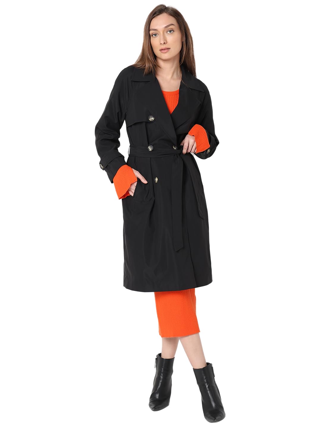 VERO MODA Female Trench Coat VMTESSAGOLD Trench Coat, black, M