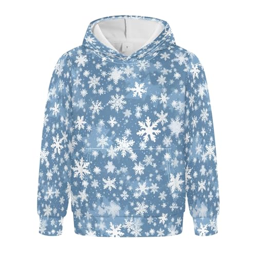 Kids Hoodies Sweaters Christmas Xmas Snowflake Hooded Sweatshirts with Big Pockets for Boys Girls B0400401