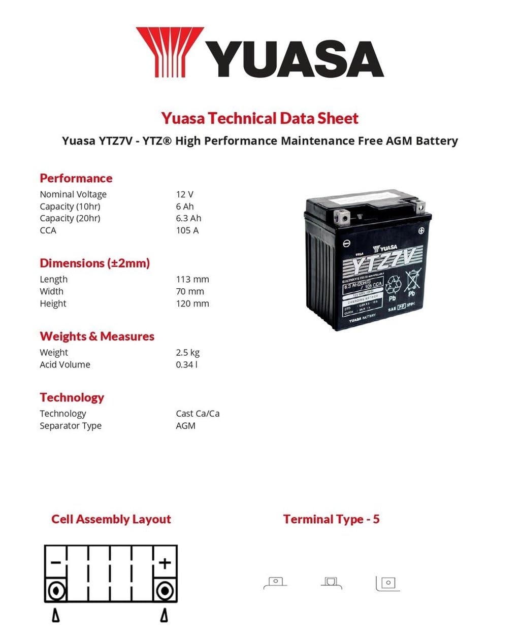 Yuasa batteria yuasa ytz7v precaricata sigillata batteria moto convenzionale 12 v capacità affidabile resistente vibrazioni