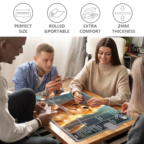 Image of for MTG Playmat with Card Storage Bag,Non-Slip Rubber Base & Smooth Surface 35.4x19.7in,Beginner-Friendly Magic Mat for Commander Deck,Cute Little Orange Cat