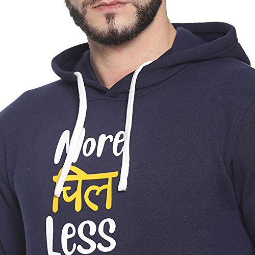 Image of CAHOOT Men Blue Hooded Regular Fit Casual Sweatshirt