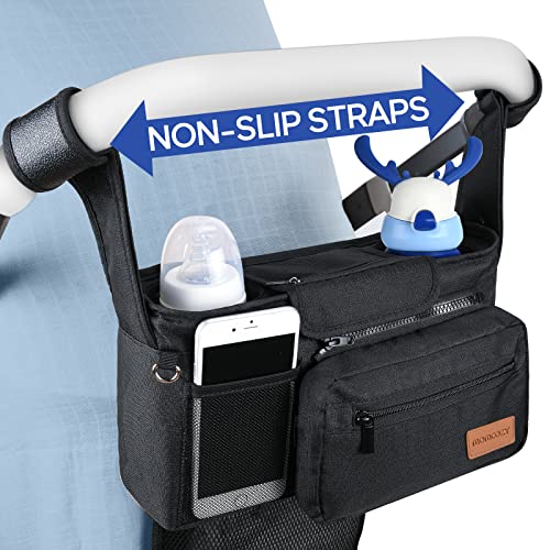 Image of Momcozy Stroller Organizer, with 2 Non-Slip Stickers and 2 Large Capacity and Detachable Mesh Bags, Fits All Strollers Like Britax, Uppababy, Baby Jogger Stroller