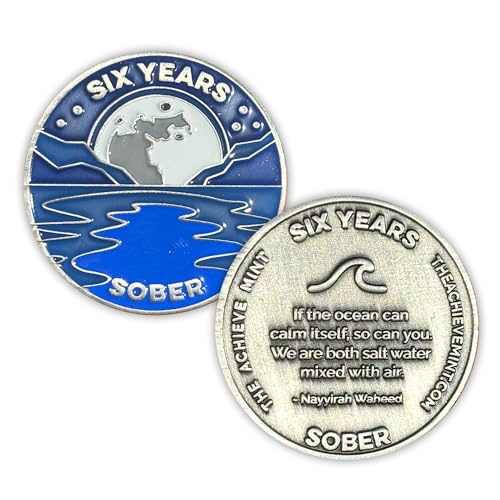 Image of 6 Years Sober Token | Six Years Sobriety Chip | Non-AA Gift, Non-Religious Medallion for Men and Women Celebrating Sobriety