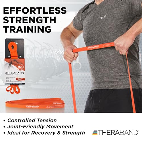 Image of THERABAND High Resistance Band, Light Elastic Super Band for Full Body Workouts, Physical Therapy, Strength Training, Durable 41 inch Loop Exercise Band, 15 lb Resistance