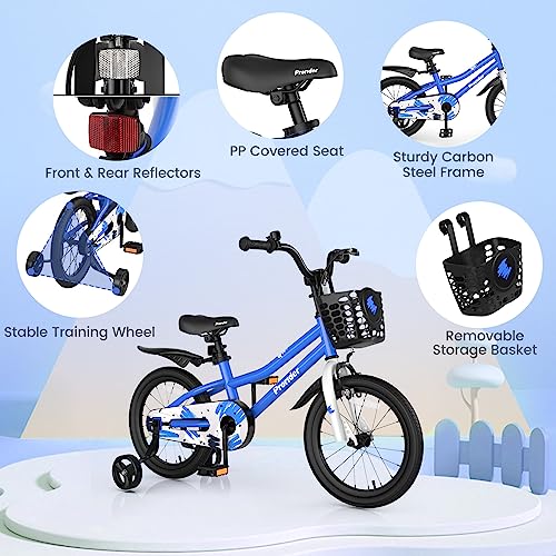 Image of BABY JOY Kids Bike, 12 14 16 18 Inch Boys Girls Bike for 3-8 Years w /Training Wheels, 20 Inch Children Bicycle for 8+ Teens w /Kickstand, Handbrake, Coaster Brake & Removable Basket, Sporty Bicycle