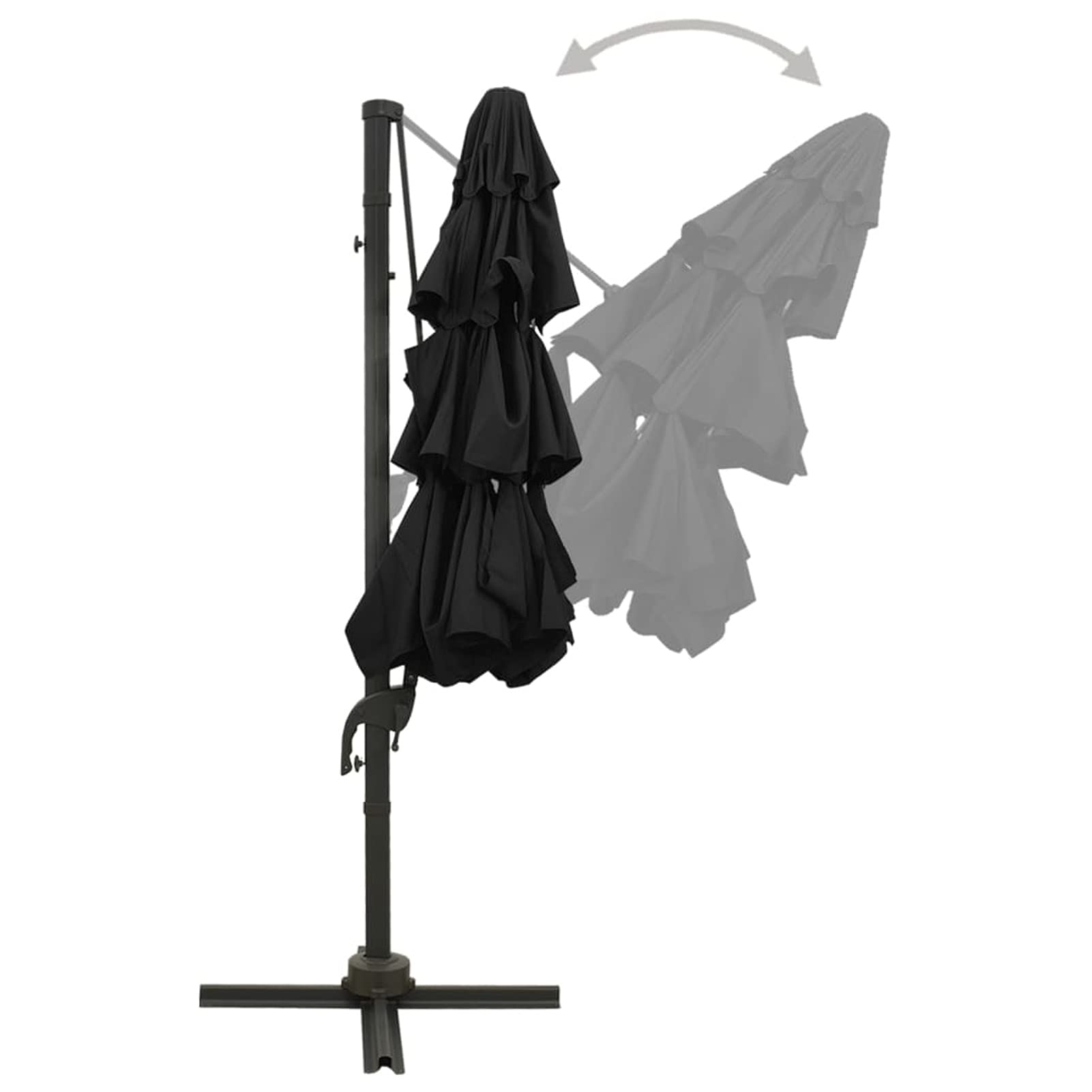 Catherinol Sombrilla de 4 niveles con poste, Parasol Terraza, Sombrilla Terraza Exterior, Sombrilla Jardin, Parasol Jardin, Sombrilla Playa, Parasol Excentrico, de aluminio negra 3x3 m
