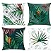 Bonhause Federe per Cuscini Foglie Tropicali 45x45cm Copricuscini Decorativi Foglie Verdi Velluto Morbido Federa per Cuscino Divano Letto Casa Decorazione Set di 4