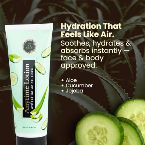 Image of Anytime Lotion | Lightweight Aloe Vera & Cucumber Extract Moisturizer for Instant Hydration and Nourished Skin, Suitable for All Skin Types | 200g