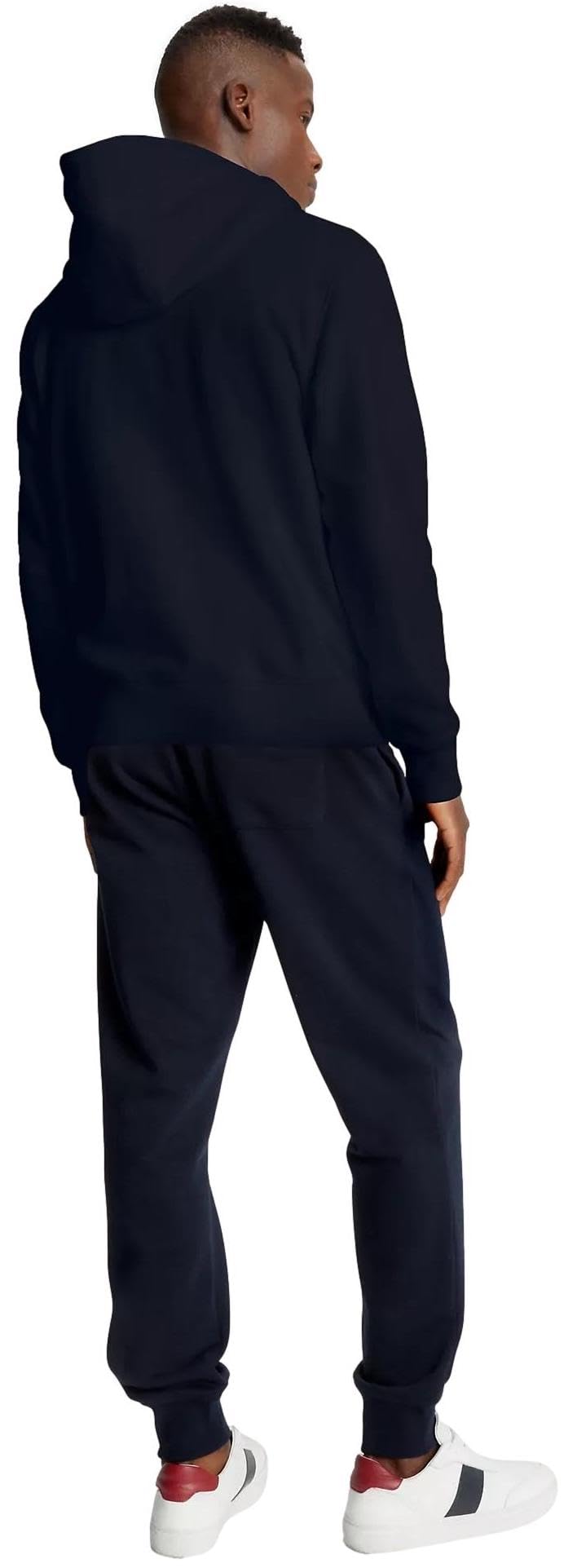 TOMMY HILFIGER Men's Iconic Fleece Embroidered Tommy Logo Pullover Hoodie Sweatshirt Collection 2024, Medium, Black