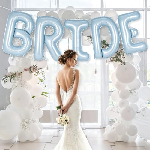Image of 40 Inch Blue BRIDE Balloons, Giant Bride To Be Balloon, Letter Balloons for Bachelorette Party, Bridal Photo Booth Banner, Wedding Decorations