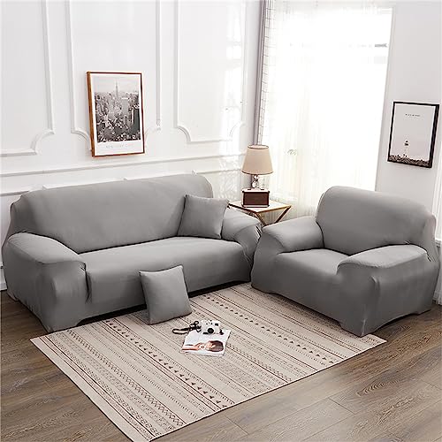 Housse de canapé antidérapante et lavable en élasthanne gris