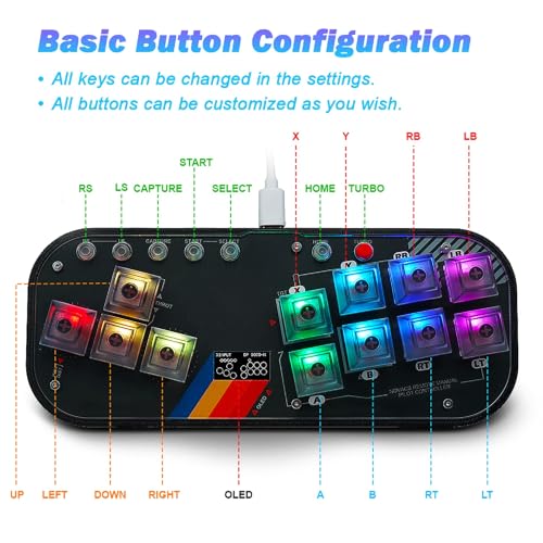 Image of BITFUNX Flatbox Gaming Keypad, Arcade Stick All-Button Leverless Controller - Supports SOCD & Hot Swap, Arcade Controller Street Fight for PC /PS3 /PS4 /Switch /Steam with Custom RGB & TURBO (MINI-002)