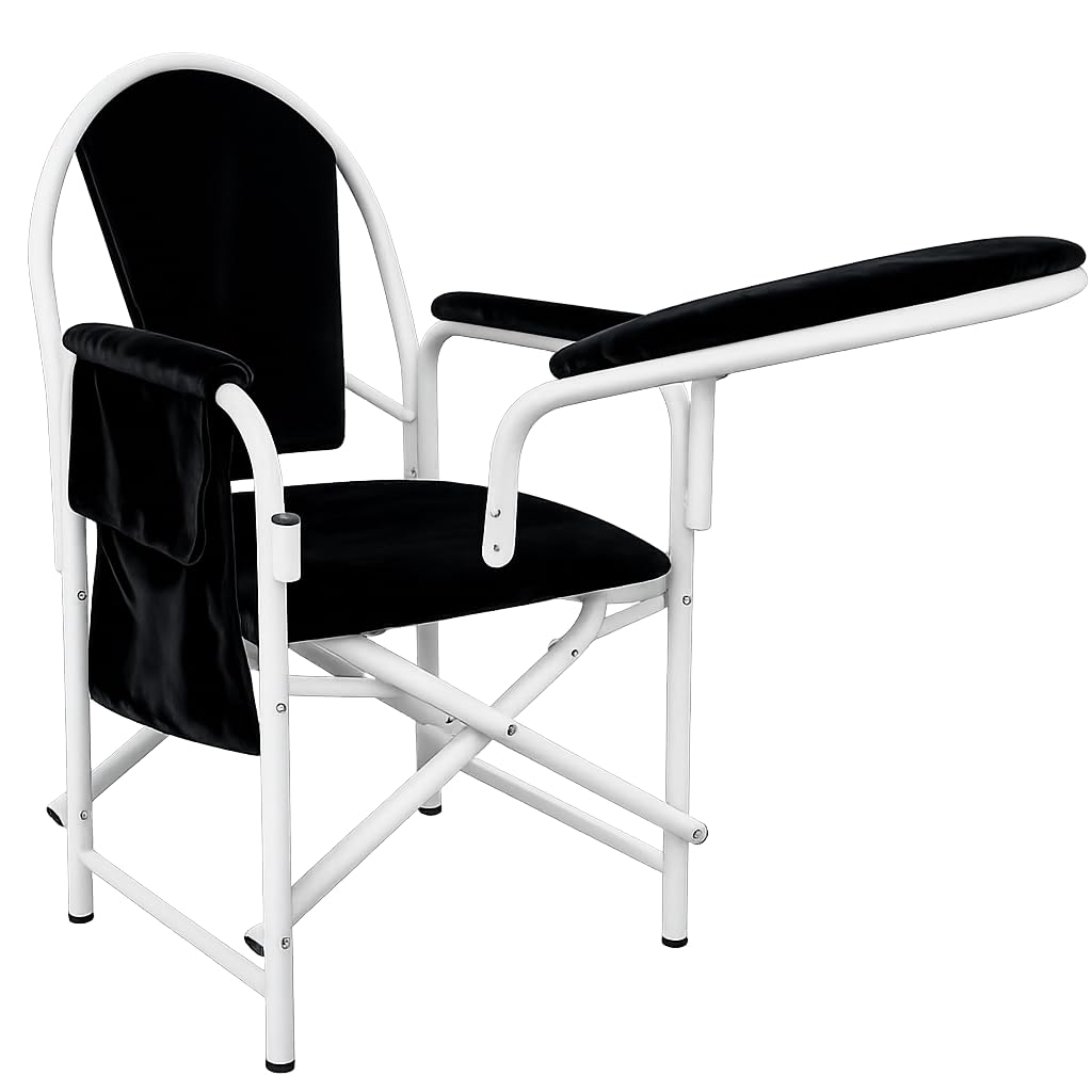 Admitir Muslim Prayer Islamic Comfortable Cushioned With Armrest And Side Pocket Foldable Salah Chair for Sujud Sajdah Namaz Mosque Chair Black/White