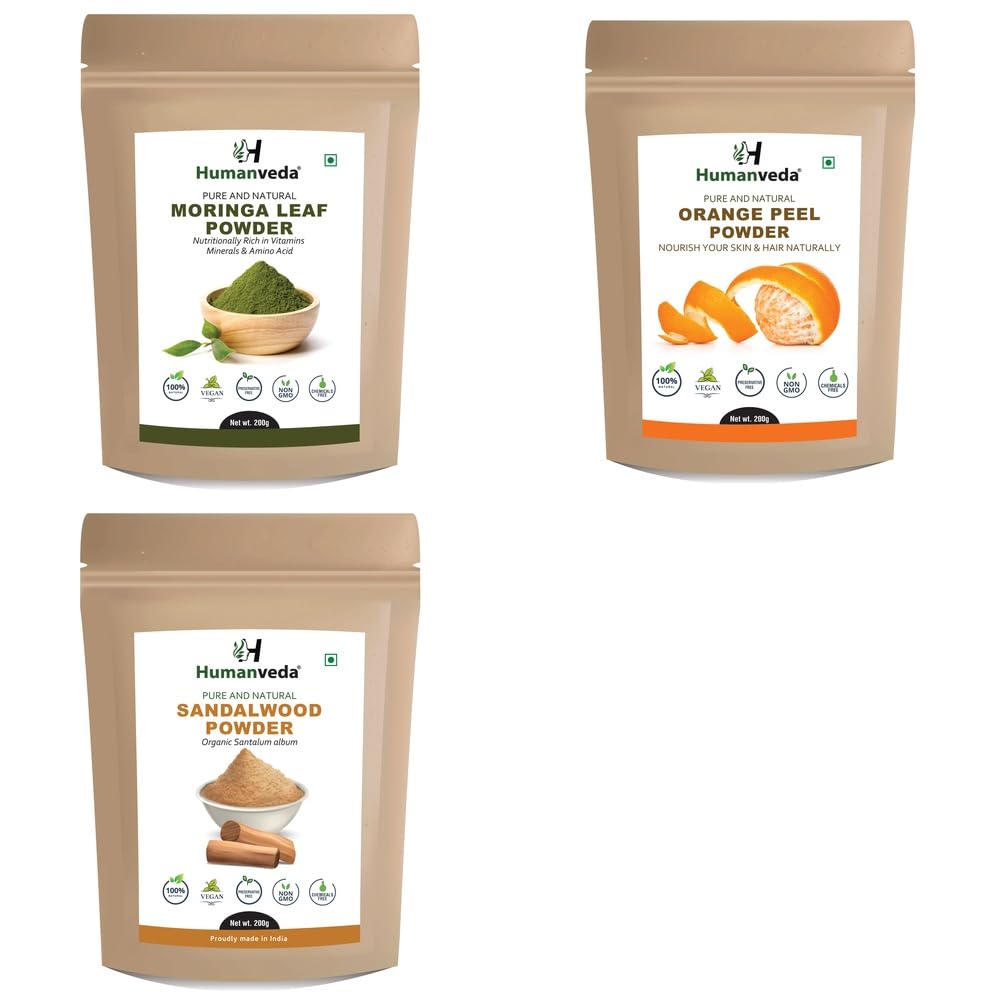 Pure Moringa Powder, Orange Peel Powder and Sandalwood Powder Combo Pack for Comprehensive Hair Care and Radiant Glowing Skin Rejuvenation Ayurvedic Product and Natural Organic and Scal-image-45