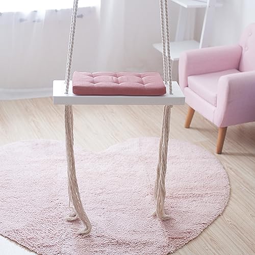 Balançoire pour enfants en bois avec coussin rose, balançoire d’intérieur et d’extérieur pour la chambre des enfants, jardin, aire de jeux, siège en...