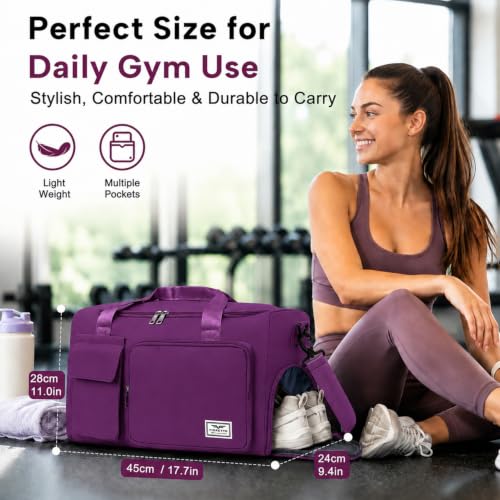 Image of FIORETTO Women's Gym Duffle Bag with Shoes Compartment, 30L Capacity, Ideal for Travel, Gym, Sports, Duffel, Weekender