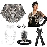 ⭐【Déguisement Gatsby Années 20 pour Femme】Parfait pour les bals, les soirées jazz, les soirées à thème Années 20, les soirées Gatsby, les soirées Art Déco et tous types d'événements vintage. Avec cet ensemble d'accessoires de style Gatsby, vous êtes assurée de faire sensation.