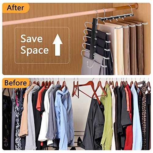 TAOPE Trouser Hangers Space Saving, 2 Pack Stainless Steel Hangers Pants Organizer, Non-Slip Closet Storage Organizer - Image 4