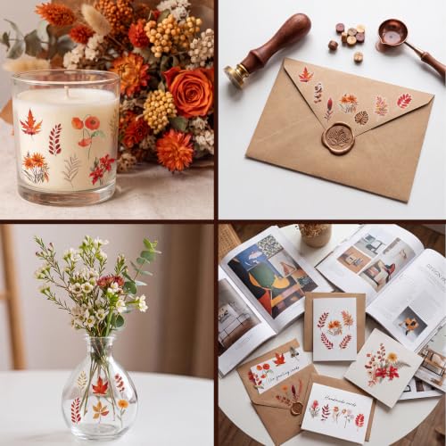 Image of 80 Pcs Fall Stickers Natural Autumn Flower Sticker for Scrapbook Supplies