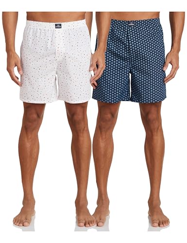 Image of Amazon Brand - Symbol Men's Cotton Printed Boxer Shorts (Combo Pack of 2) Casual | Underwear | Half Pants | Short Pant - Regular Fit with Back Pocket