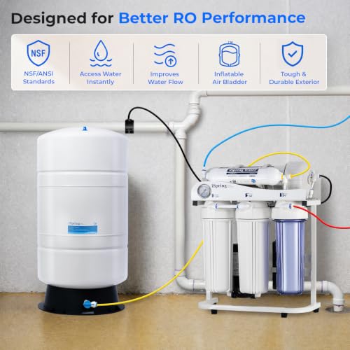 Image of iSpring T20M 20 Gallon Pre-Pressurized Tank for Reverse Osmosis (RO) Systems with 14 gallons of Water Storage Capacity, White