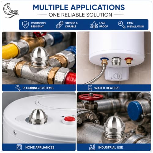 Image of KINIK CP Brass Plug 1 /2 Inch Male Thread Chrome Plated Pipe End Cap Round Head Heavy Duty Leak Proof Rust Resistant Brass Plug for Bathroom Kitchen Plumbing Water Line Closure Durable Use Strong Fit