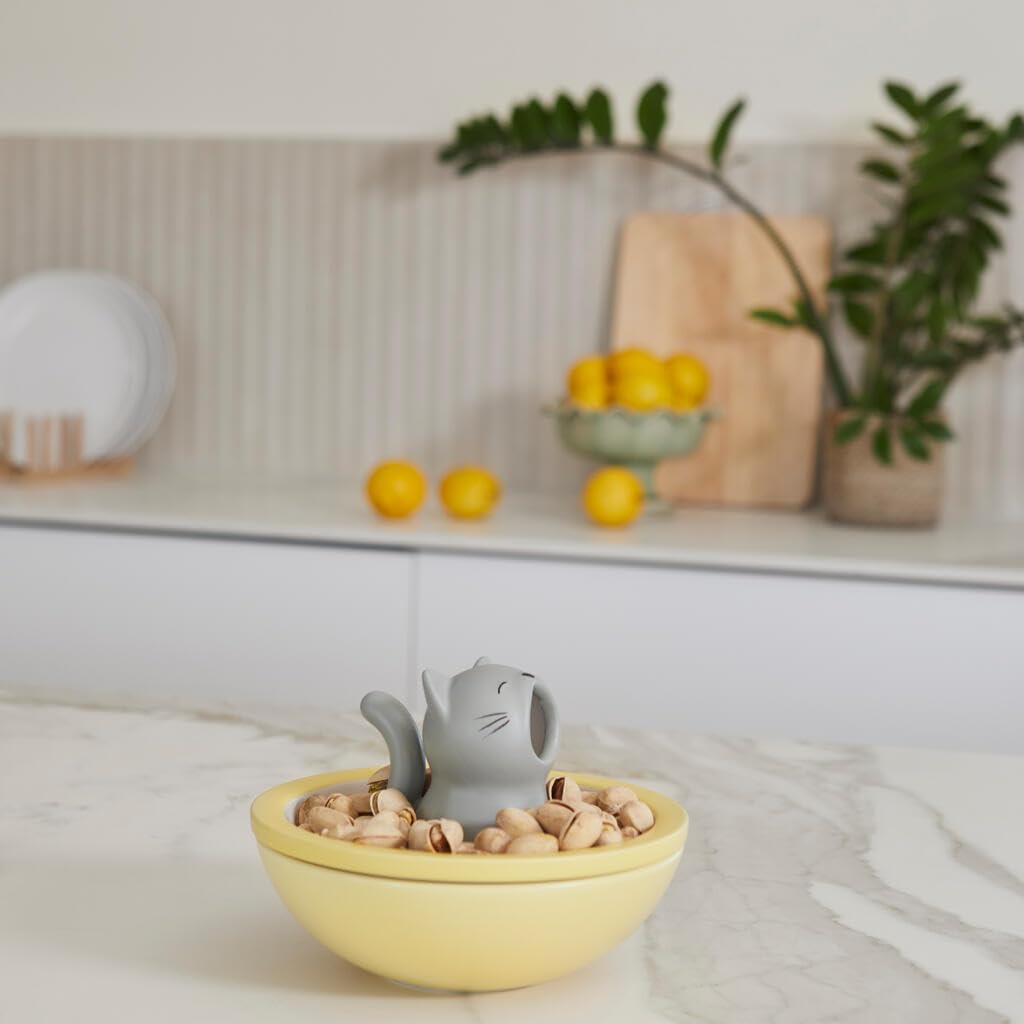 Balvi Plateau apéritif Hungry Cat Couleur jaune Bol apéritif 2-en-1 Céramique 16cm