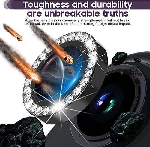 Image of inchCamera Lens Protector Ring Compatible with iPhone 13 / iPhone 13 Mini, Luxury Diamond Design Camera Lens Protection Cover, Anti-Scratch, Anti-Fingerprint, Durable Metal Ring Guard for Stylish Lens Protection inchBlack