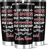 Personalized Coffee Tumblers With Name, Customized Our Laugh Our Memories Our Friendship Tumbler, Unique Gift For Friend BFF Bestie Sister, Large 20 30 Oz Stainless Steel Tumbler